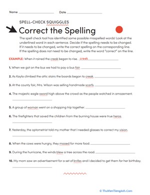 Spell-Check Squiggles: Correct the Spelling