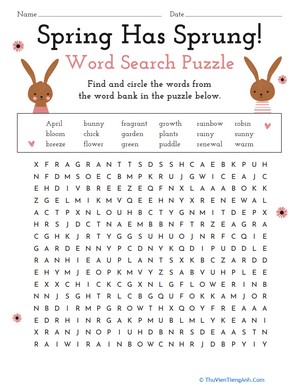 Spring Has Sprung! Word Search Puzzle