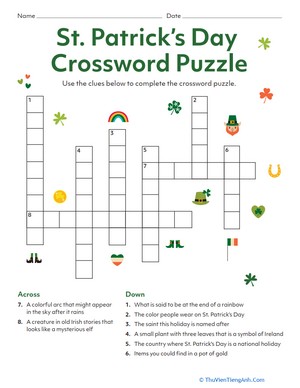 St. Patrick’s Day Crossword Puzzle