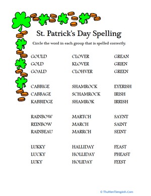 St. Patrick’s Day Spelling