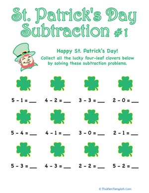 St. Patrick’s Day Subtraction #1