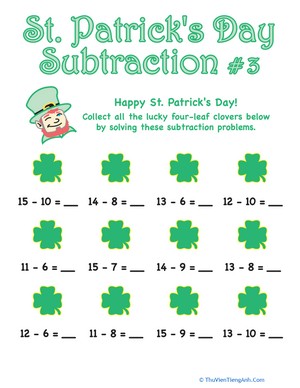 St. Patrick’s Day Subtraction #3