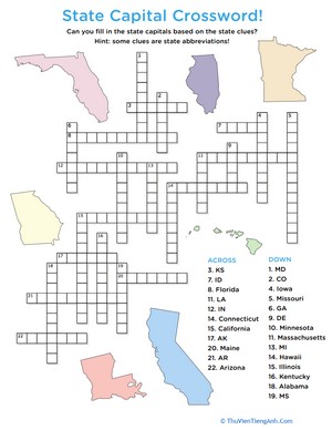 Complete a State Capital Crossword