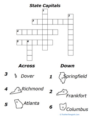 State Capitals Crossword 5
