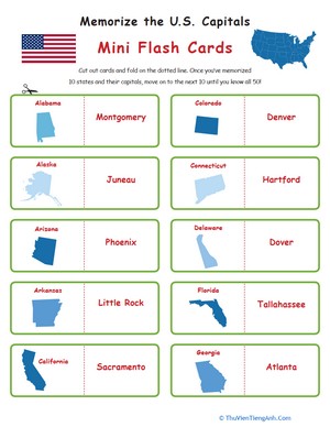 States and Capitals Flash Cards