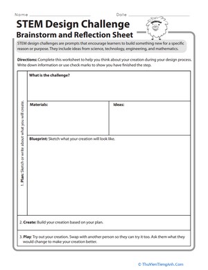 STEM Design Challenge: Brainstorm and Reflection Sheet