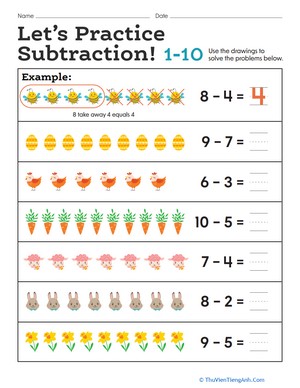 Let’s Practice Subtraction! 1–10