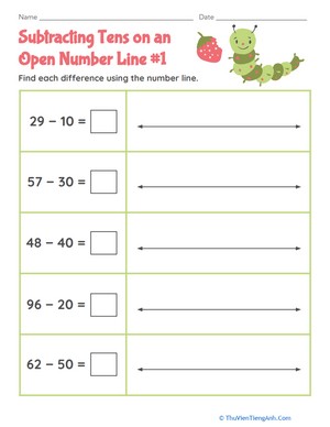 Subtracting Tens on an Open Number Line #1