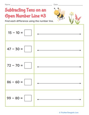 Subtracting Tens on an Open Number Line #3