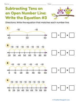 Subtracting Tens on an Open Number Line: Write the Equation #3