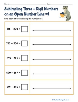 Subtracting Three-Digit Numbers on an Open Number Line #1
