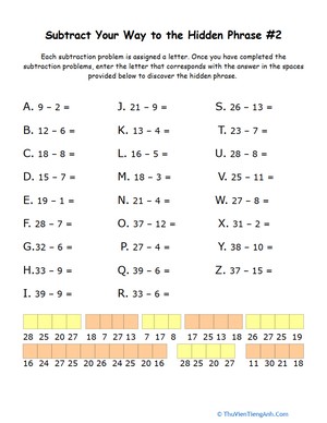 Subtraction Practice Sheet #2