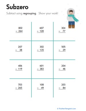 Subzero: Three-Digit Subtraction with Regrouping