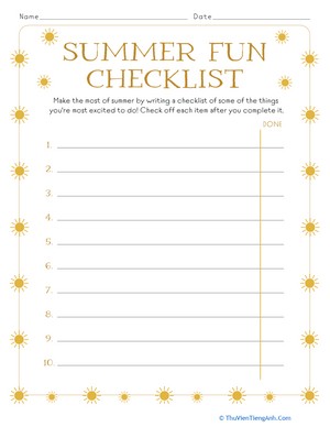 Summer Fun Checklist