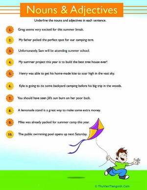 Summer Nouns and Adjectives #4