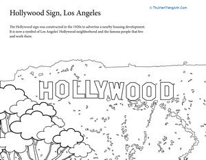 Summer Vacation Coloring: The Hollywood Sign