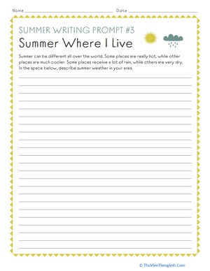 Summer Writing Prompt #3: Summer Where I Live