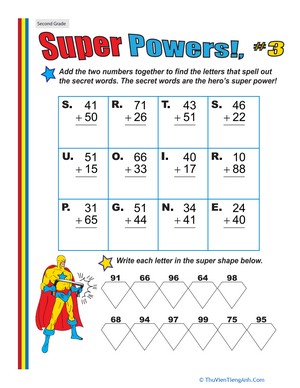 Super Powers! Two-Digit Addition #3
