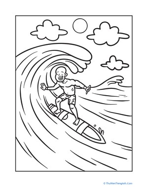 Surfing the Perfect Wave Coloring Page