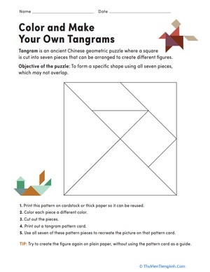 Color a Tangram Template
