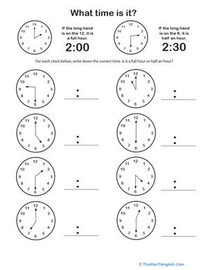 Telling Time: On the Hour or Half Hour?