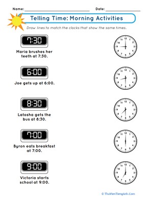 Telling Time: Morning Activities