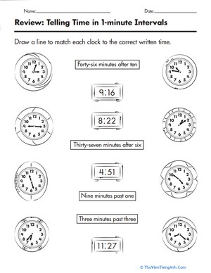 Telling Time: One-Minute Intervals