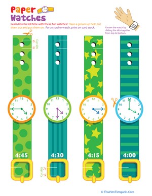 Practice Telling Time with Play Watches: 4 O’Clock
