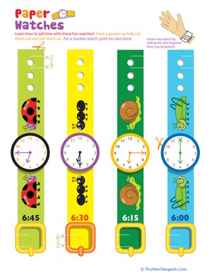 Practice Telling Time with Play Watches: 6 O’Clock