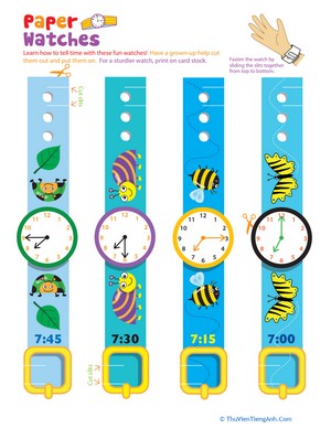 Practice Telling Time with Play Watches: 7 O’Clock