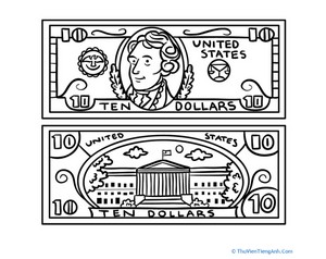 Ten-Dollar Bill Coloring Page