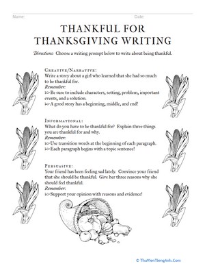Thankful for Thanksgiving Writing