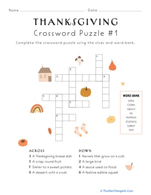 Thanksgiving Crossword Puzzle #1