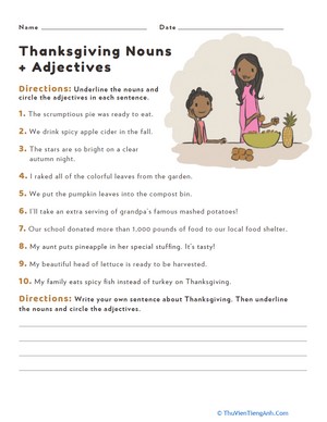 Thanksgiving Nouns and Adjectives #6