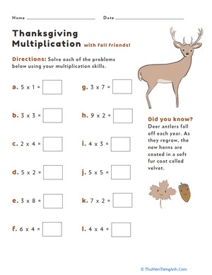 Thanksgiving Multiplication #1