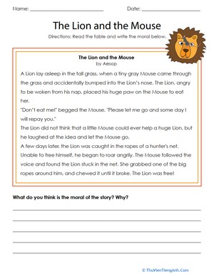 The Lion and the Mouse Fable