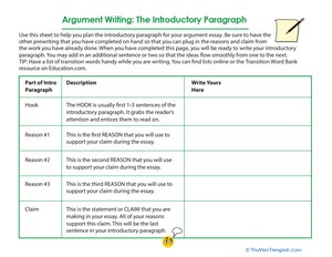Time to Write Your Introductory Paragraph