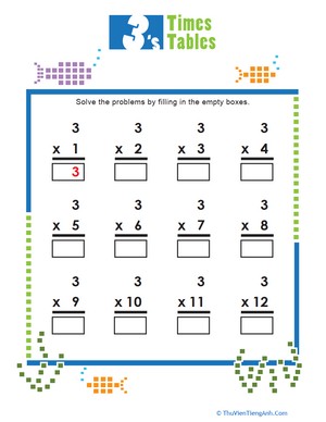 Times Tables: 3s