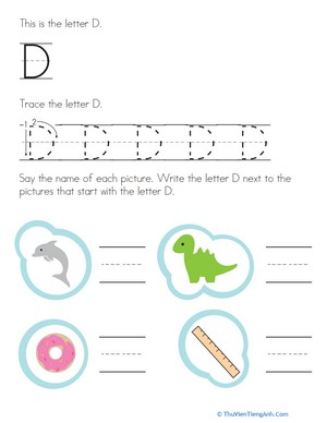 Trace and Write the Letter D