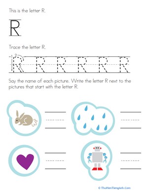 Trace and Write the Letter R