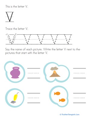 Trace and Write the Letter V