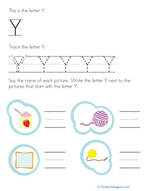 Trace and Write the Letter Y