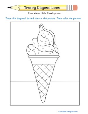 Tracing Diagonal Lines: Complete the Ice Cream Cone