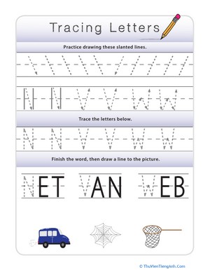 Tracing Letters N, V, W