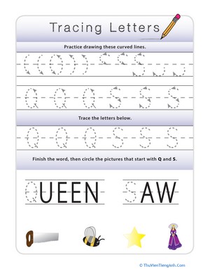 Tracing Letters Q, S