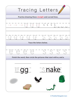 Tracing Lowercase Letters e,s