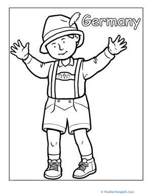 German Traditional Clothing Coloring Page