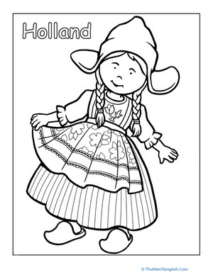 Dutch Traditional Clothing Coloring Page