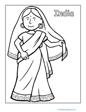 Indian Traditional Clothing Coloring Page