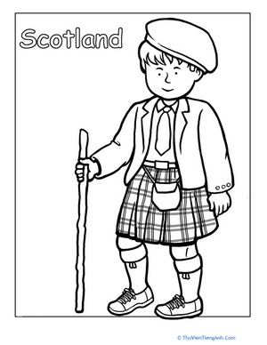 Scottish Traditional Clothing Coloring Page